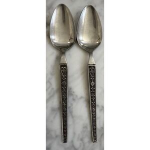 Riviera Cordova Stainless Flatware United Silver Co Japan 2 Oval Soup Spoons